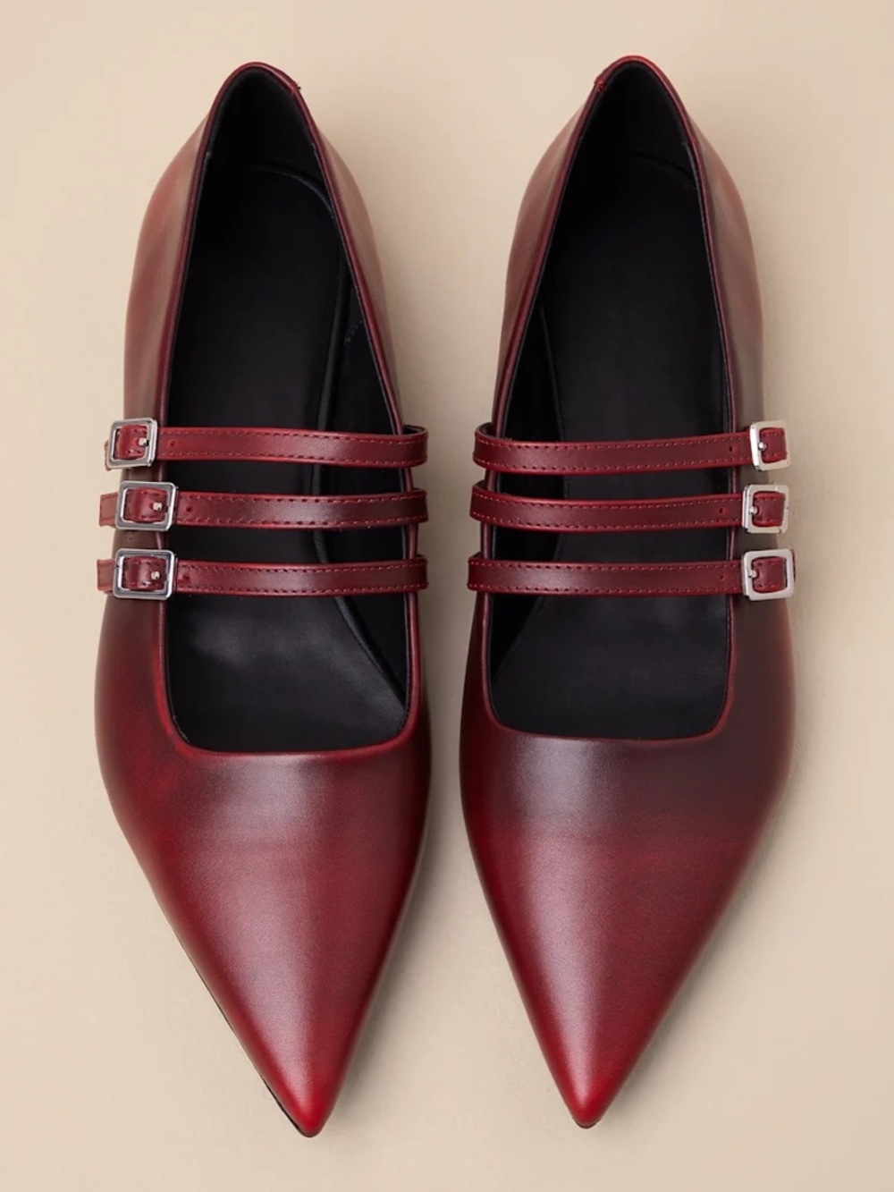 Vagabond Hermine Red Leather Strappy Buckle Ballet Flats - Picture 3 of 4